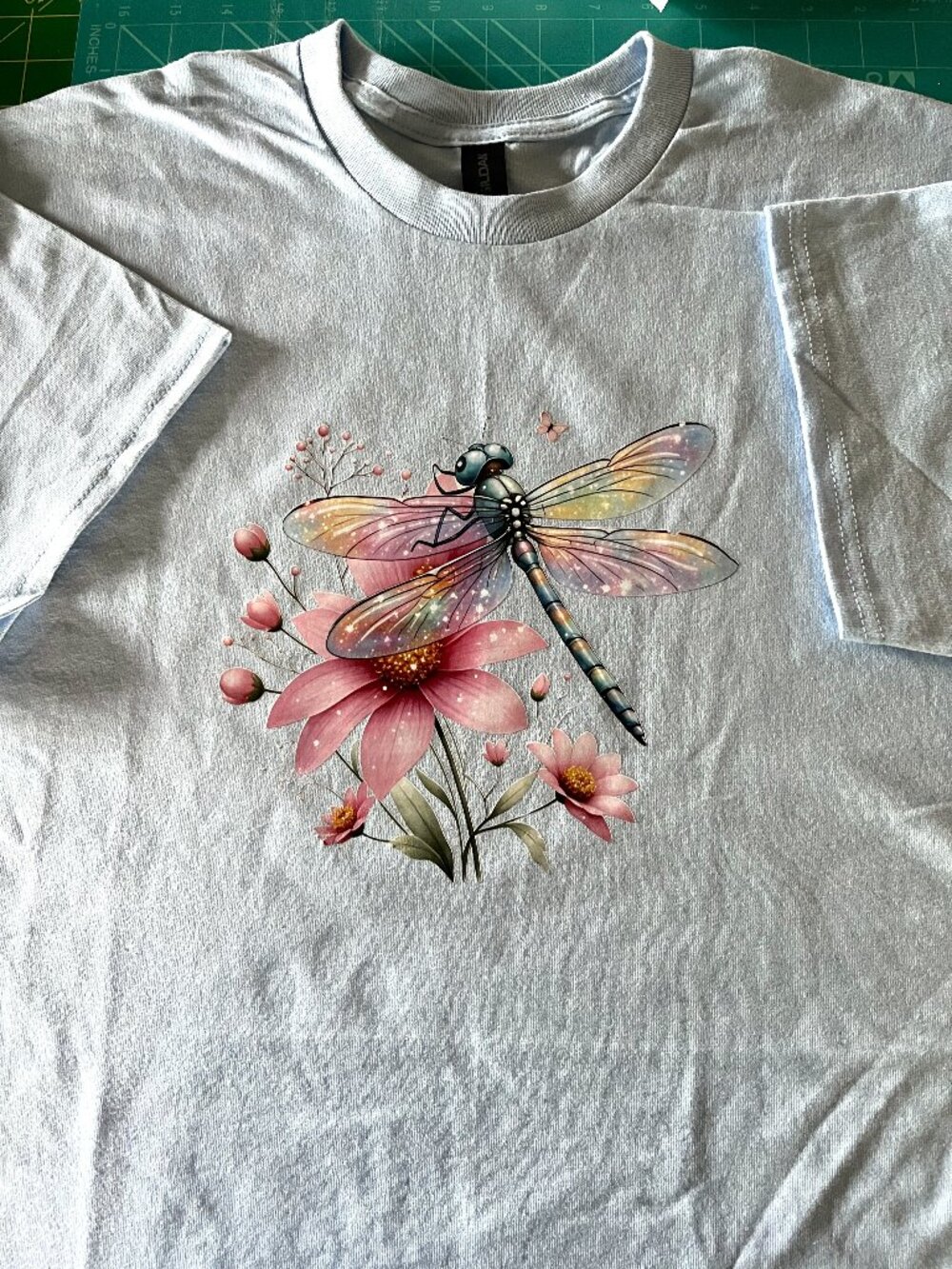 Lt Blue Gildan Women T-shirt Size: Lg Dragon Fly HTV Vinyl